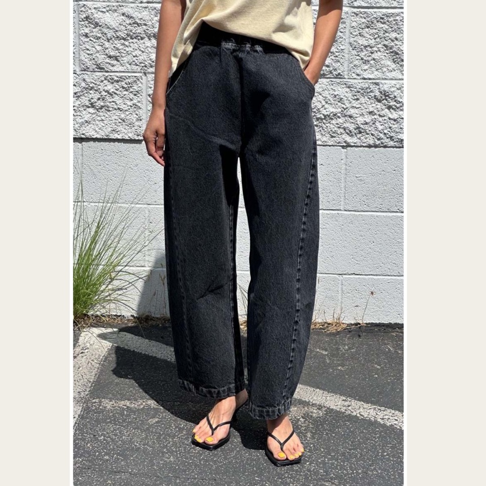 Le Bon Shoppe Arc Pants Dark Gray/Washed Black Elastic Waist Sz M